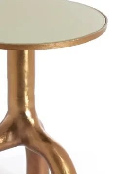 Bijzettafel MELLO glans bruin brons+glas taupe