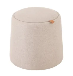 Poef En Bijzettafel Rond Beige