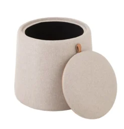 Poef En Bijzettafel Rond Beige