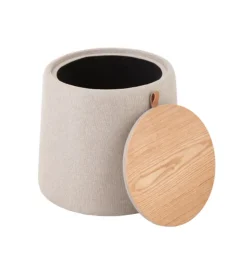 Poef En Bijzettafel Rond Beige