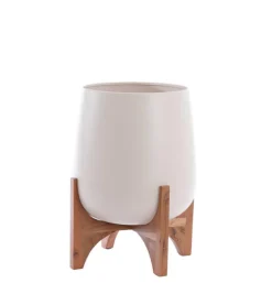 Pot Karuna hout mat crème