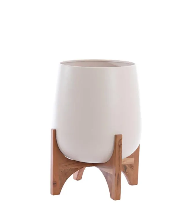 Pot Karuna hout mat crème