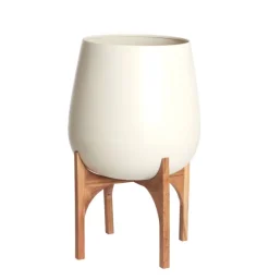 Pot Karuna hout mat crème