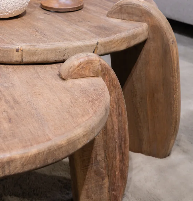 Salontafel set Balok Kodok bruin hout