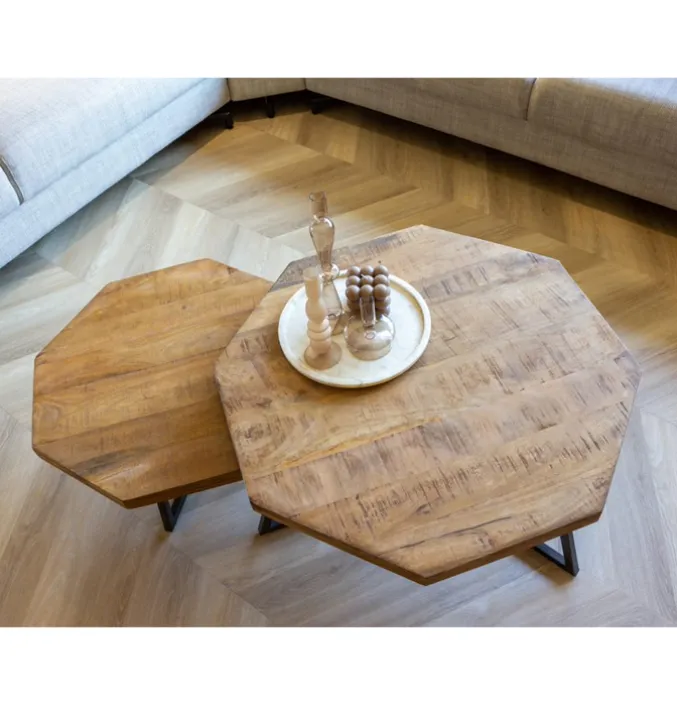 Salontafel Set Octagon Bruin